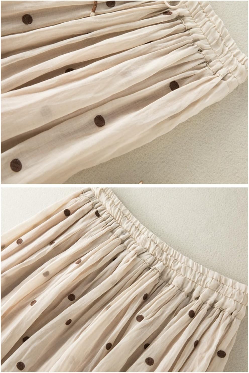 Sommerrock Damen Schmaler Faltenrock Retro Elastischer Bund Arge Baumwolle Leinen Saum Langer Rock F