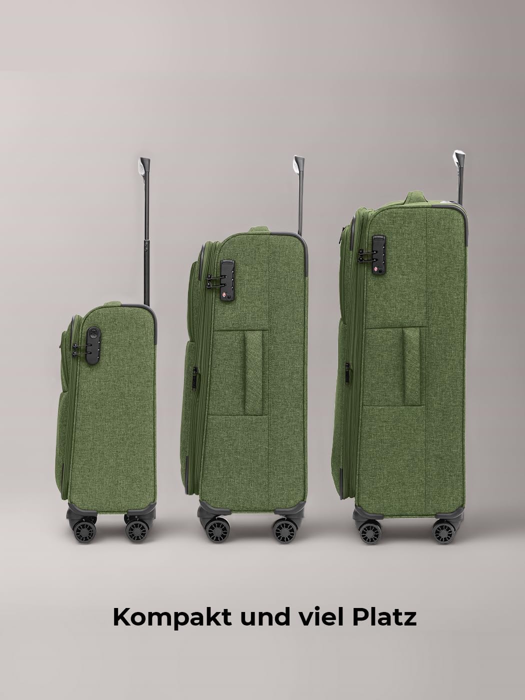 REDOLZ Koffer-Set 3-teilig für Damen & Herren | leichte & stabile Reise-Trolleys, hochwertiges Softc