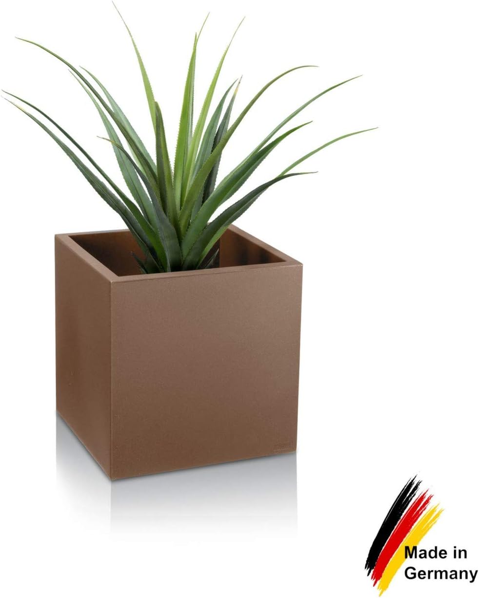 Pflanzkübel DECORAS Kunststoff Blumenkübel - Farbe: cappuccino matt - robuster, UV-beständiger, wett