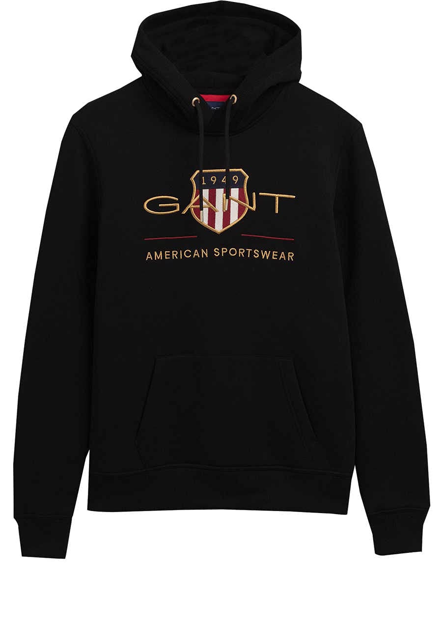 GANT Herren Archive Shield Hoodie Kapuzenpullover XXS Schwarz, XXS Schwarz