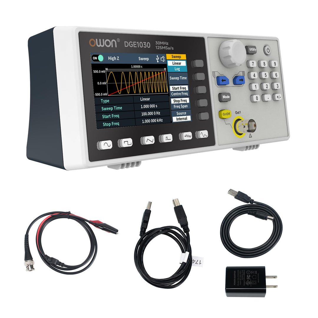 OWON DGE1030 Signalgenerator - Ein-Kanal Funktionsgenerator, 30 MHz Frequenzausgabe, 125 MSa/s Abtas