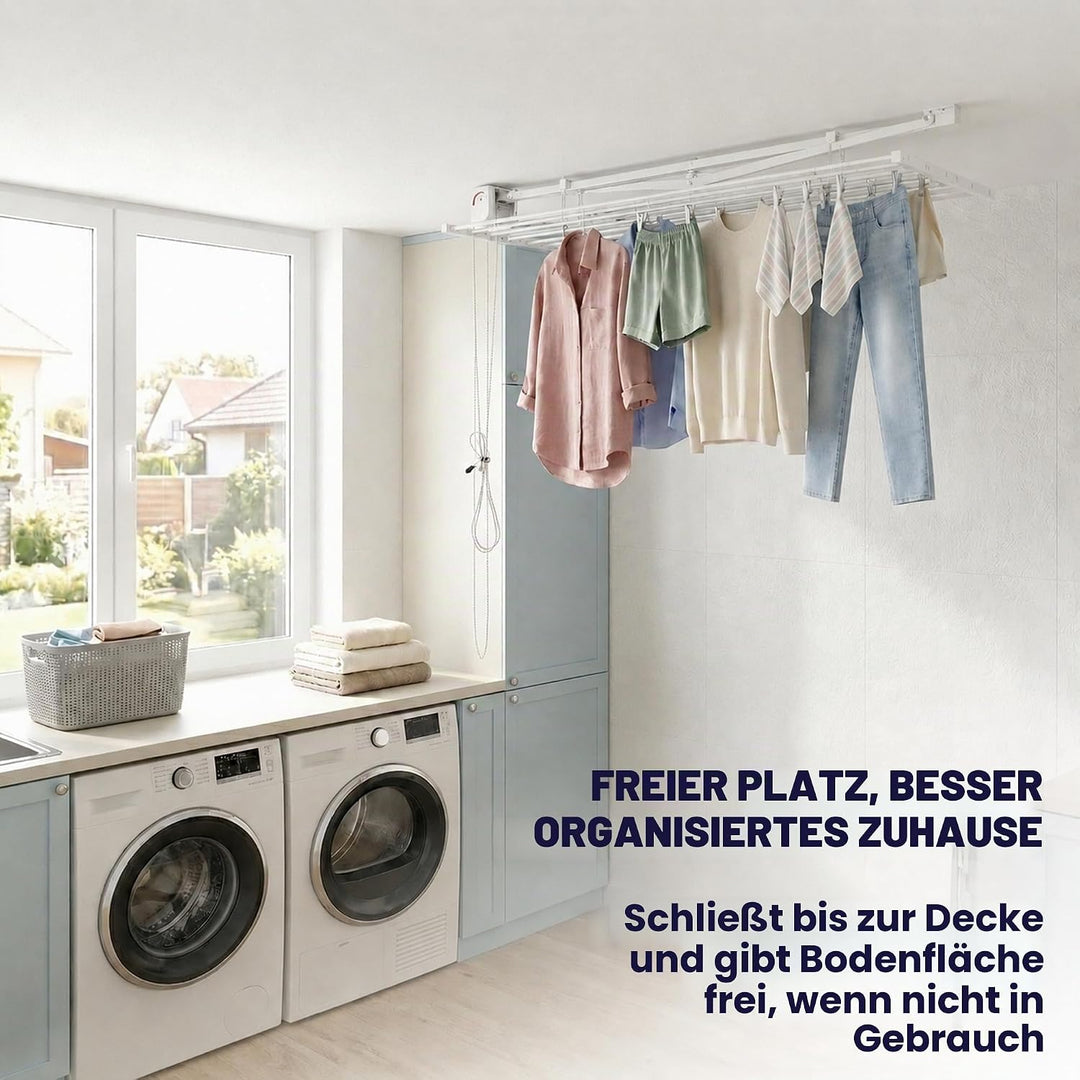 Foxydry Mini Deckenständer, vertikaler Wäscheständer, zusammenklappbar in Aluminium und Stahl 152x54