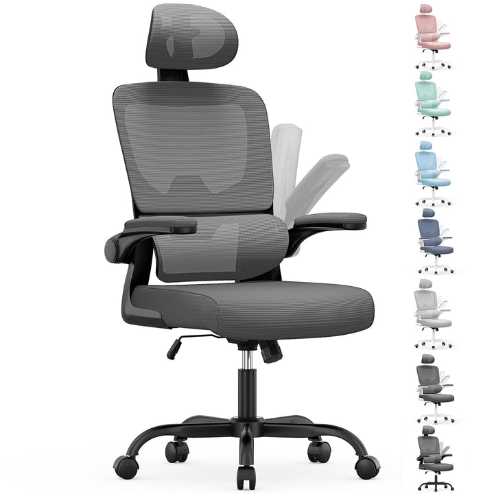 naspaluro Bürostuhl, Ergonomischer Schreibtischstuhl mit Verstellbarer Kopfstütze, Armlehnen, Dynami