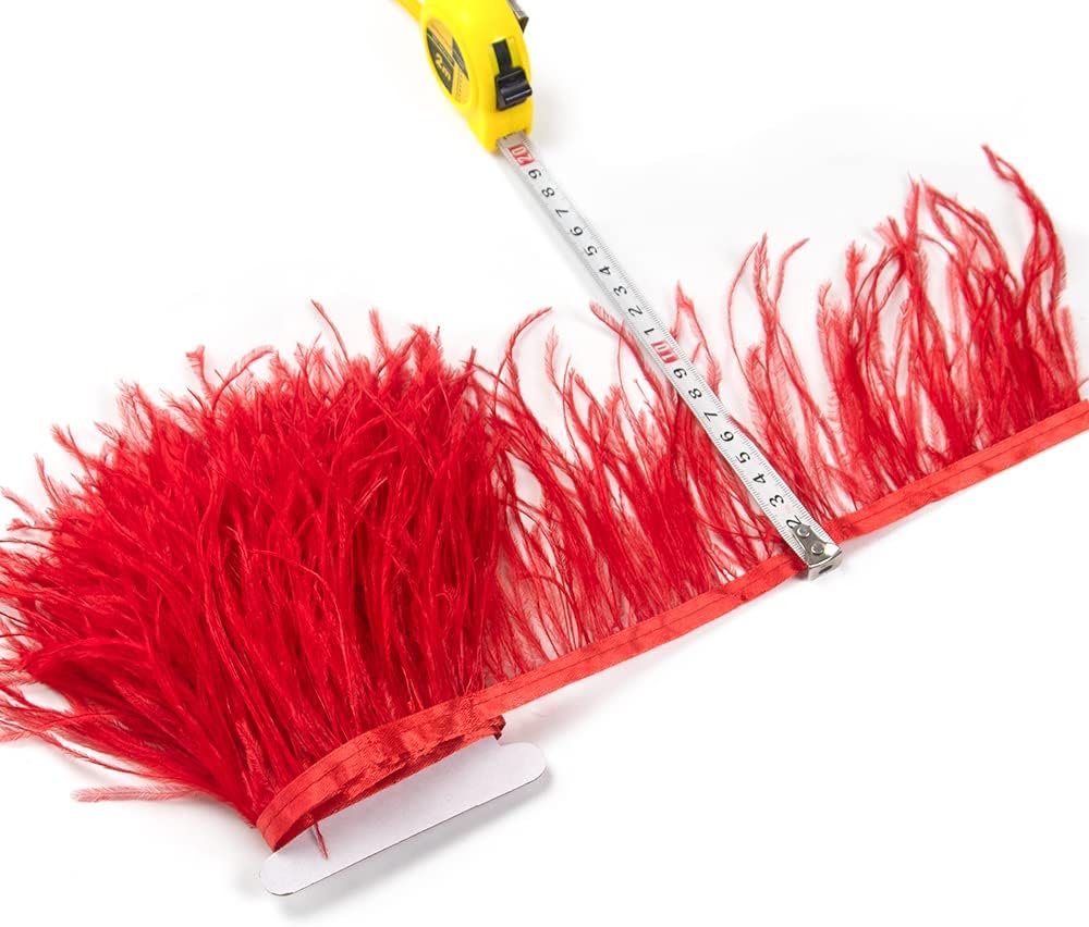 3 Yards 10–15 cm grosse rote Straussenfedern Trim Fransen für DIY Kleid Nähen Handwerk Kostüme Dekor