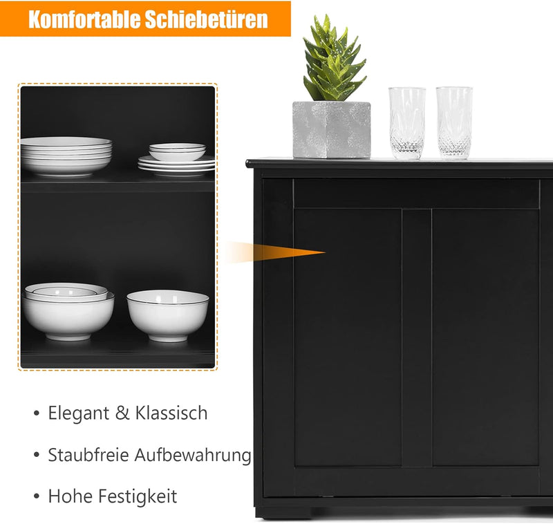 COSTWAY Sideboard, Küchenschrank mit Schiebetüren, höhenverstellbarer Ablage, Beistellschrank für Kü