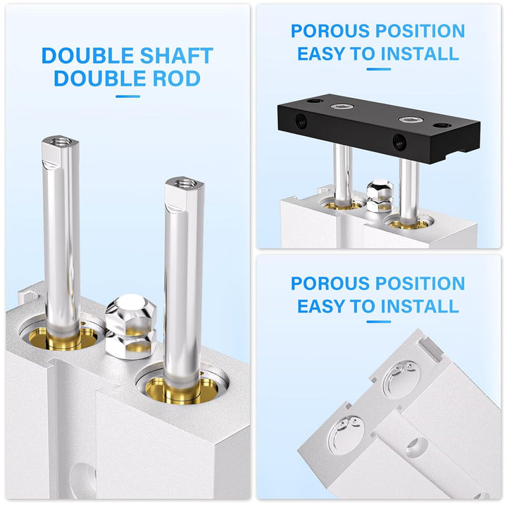 TAILONZ PNEUMATIC 10mm Bohrung 75mm Hub Doppelstange Doppeltwirkend Aluminium Pneumatik-Druckluft-Zy