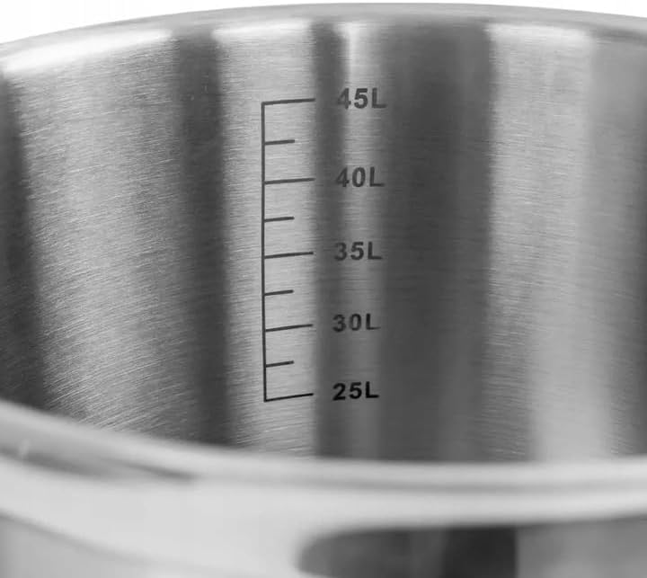 Mega-M Kochtopf GROSSE Induktion aus Edelstahl AISI 443 mit DECKEL PRO Küche Keramik, Elektro, Gas,