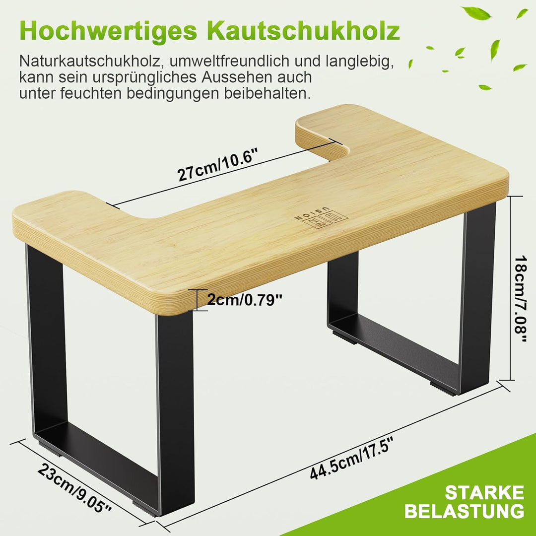 USION Toilettenhocker Erwachsene - 7 Zoll Toilettenhocker Holz, Anti-Rutsch Klohocker Fussbank Squat