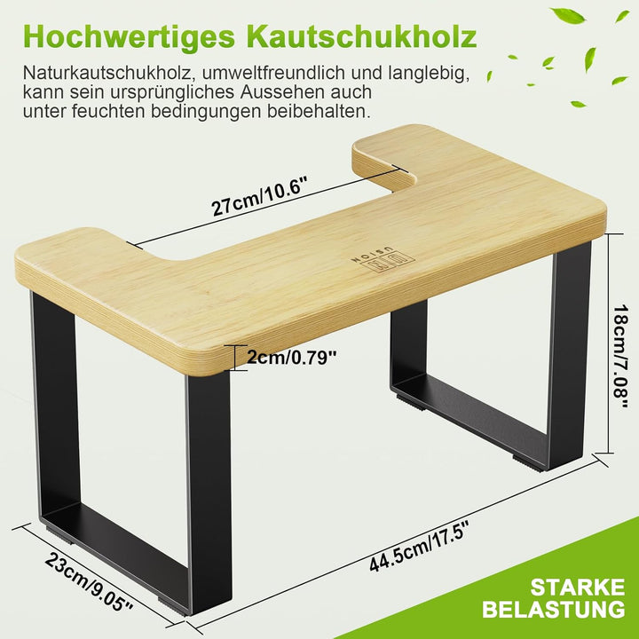 USION Toilettenhocker Erwachsene - 7 Zoll Toilettenhocker Holz, Anti-Rutsch Klohocker Fussbank Squat