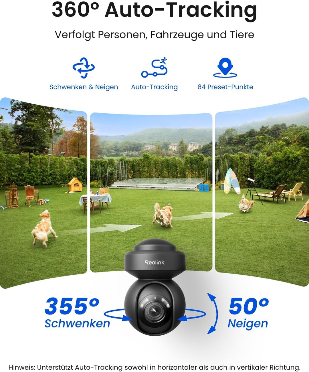 Reolink 5MP PTZ Überwachungskamera Aussen, 3X Optischer Zoom, 2,4/5GHz WLAN Kamera Outdoor mit Perso