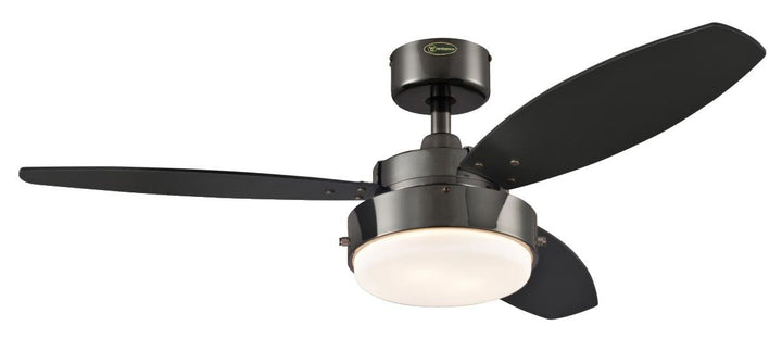 105 cm Deckenventilator Alloy 78764 mit Einzelleuchte und drei Flügeln, Ausführung in brüniertem Met