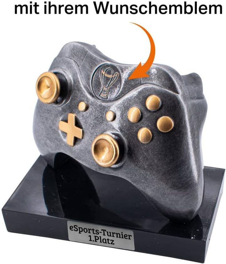 Deitert Esports Pokal mit Gravur, Maus Gaming Controller mit Wunschtext, Gamer Deko, Trophäe mit Gam