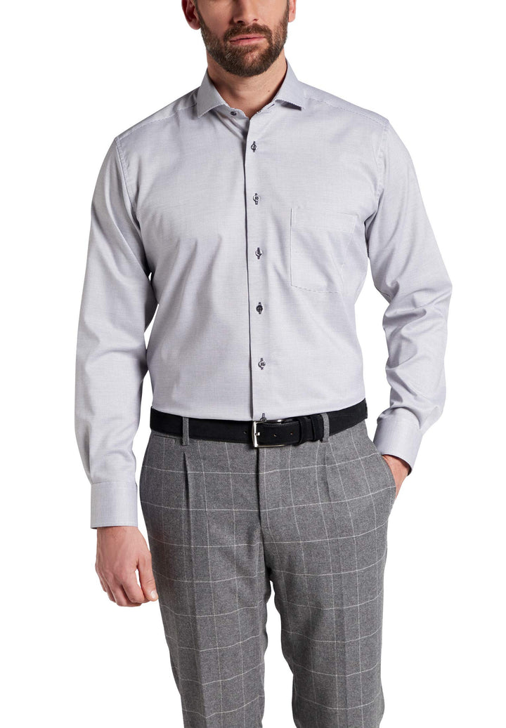 eterna Langarm Hemd Modern Fit Natté strukturiert 44 Grosse Grössen Grau, 44 Grosse Grössen Grau