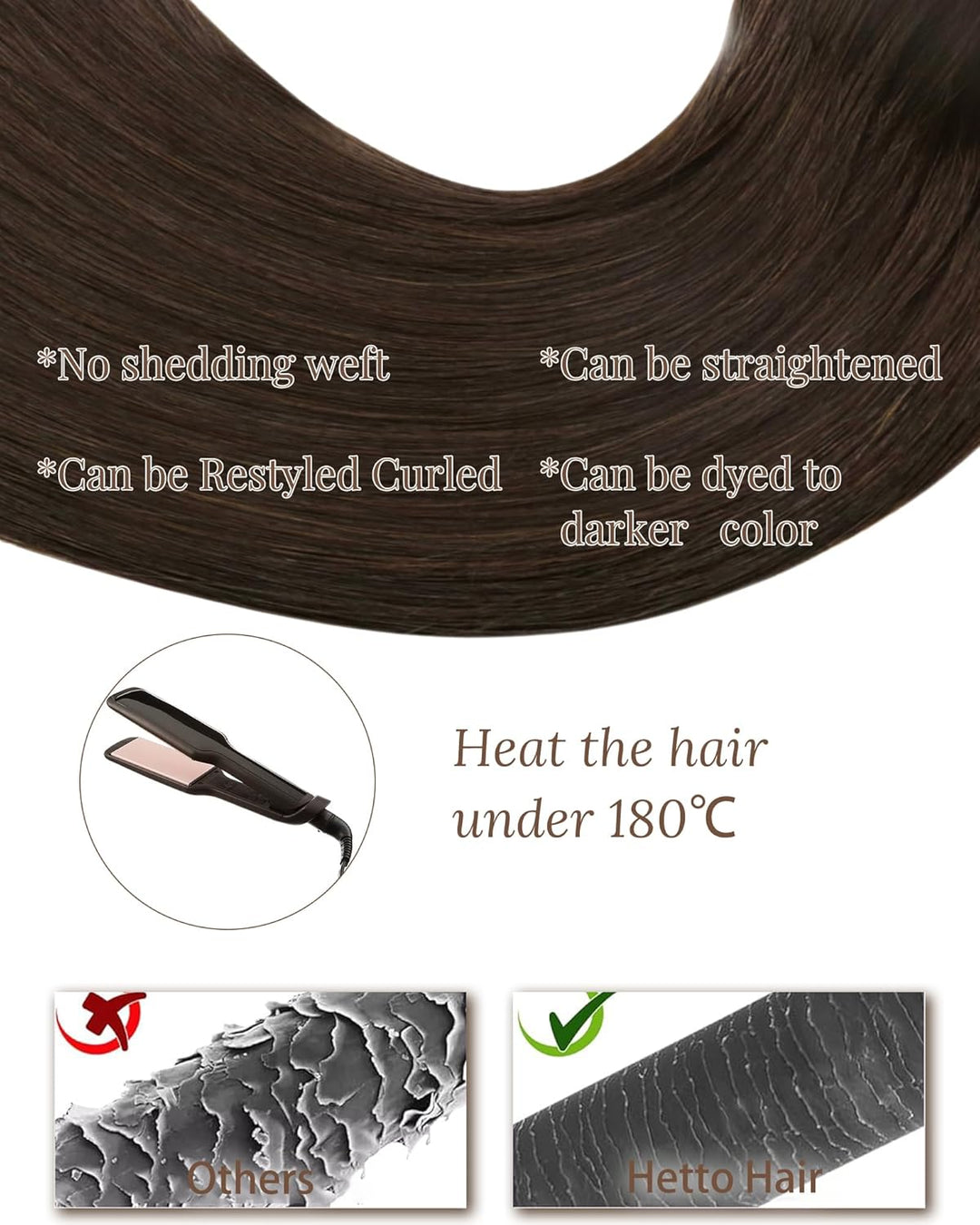 Hetto Tressen Echthaar Extensions Dunkelbraun Tressen Extensions Zum Einnähen Tressen Extensions Bra