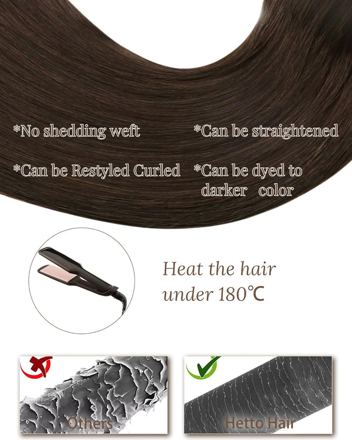 Hetto Tressen Echthaar Extensions Dunkelbraun Tressen Extensions Zum Einnähen Tressen Extensions Bra