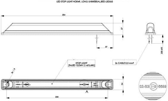 MelTruck® 2x LED Rote Bremsleuchte Stoplicht Zentralleuchte 12V 24V E9 für PKW LKW Anhänger
