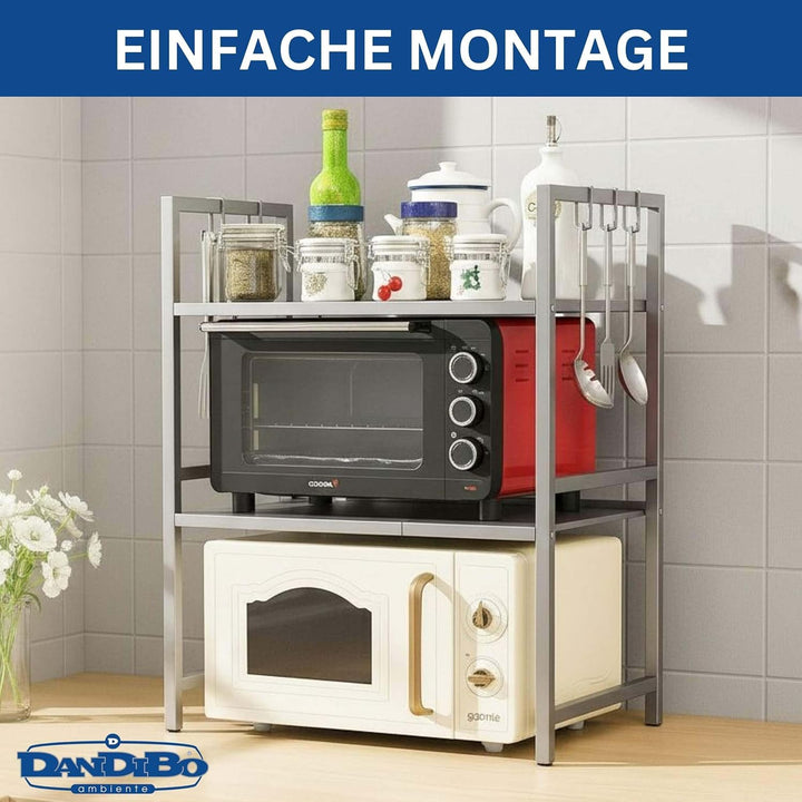 DanDiBo Verstellbares Küchenregal Edelstahl für Arbeitsplatte Stehend 3 Stufig 40-64 cm Regal Küche