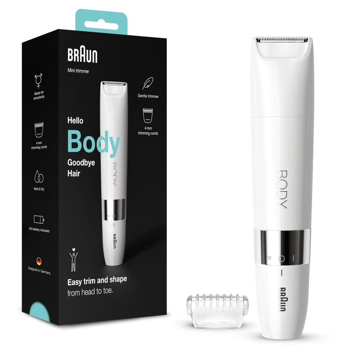 Braun Body Mini-Trimmer, elektrischer Körperrasierer mit Trimmeraufsatz für Damen und Herren, präzis