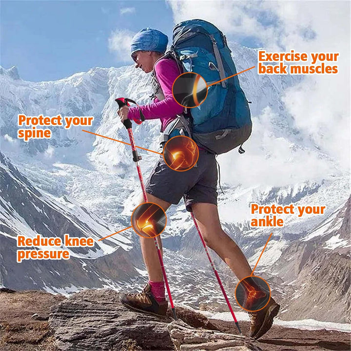 HOVIN Walking Stöcke Damen,Wanderstöcke Faltbar 105-125cm,Trekkingstöcke mit Gummipuffers für Trekki