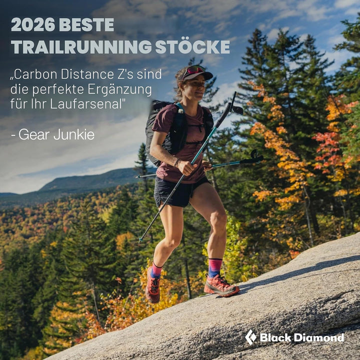 BLACK DIAMOND Distance Carbon Z Trekking- und Laufstöcke, 1 Paar, faltbar, ultraleicht, feste Länge,