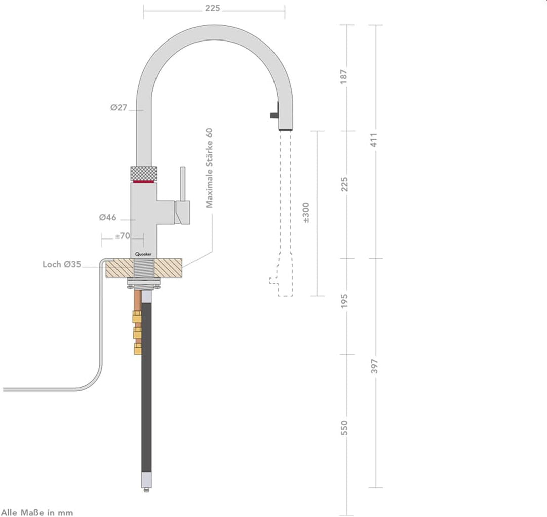Quooker COMBI+ 2.2 E Flex CHR (verchromt glänzend)
