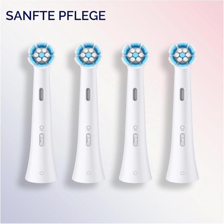 Oral-B iO Gentle Care, Aufsatz, 4 Ersatzbürsten für elektrische Zahnbürste, für eine sanfte Reinigun