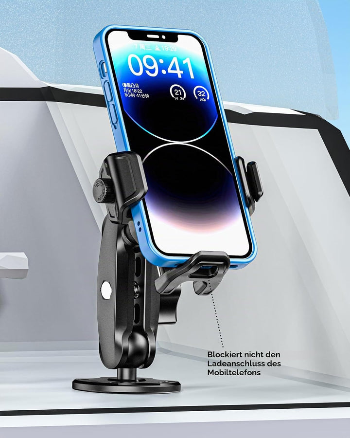 BRCOVAN Handyhalterung mit Vibrationsdämpfer [1s Lock] mit runder Aluminiumbasis und mittellangem Ar