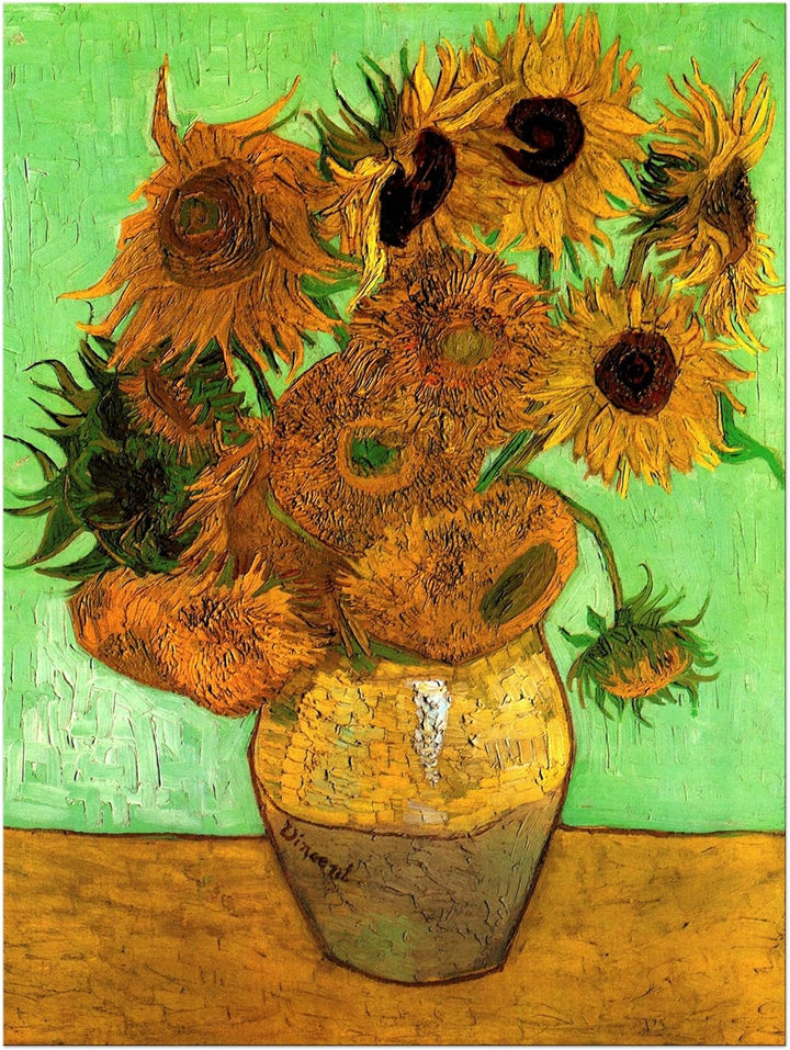 Bilderdepot24 Bild auf Leinwand | Vincent van Gogh Zwölf Sonnenblumen in 50x70 cm als Wandbild | Wan