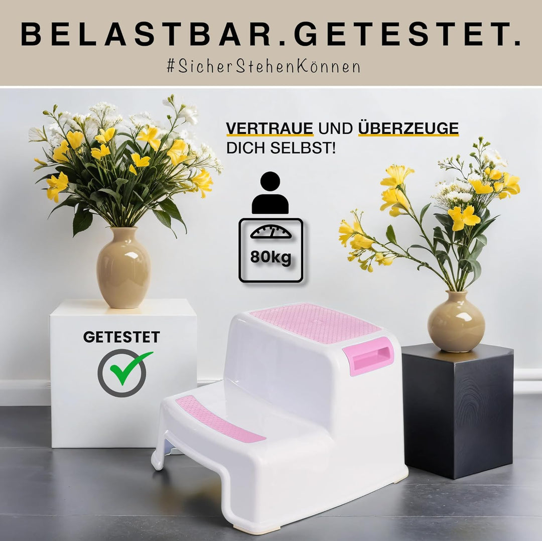 AP® Trittstufe I Tritthocker Kinder Kunststoff I Erwachsene & Kinder I Kinderhocker zweistufig I Kin