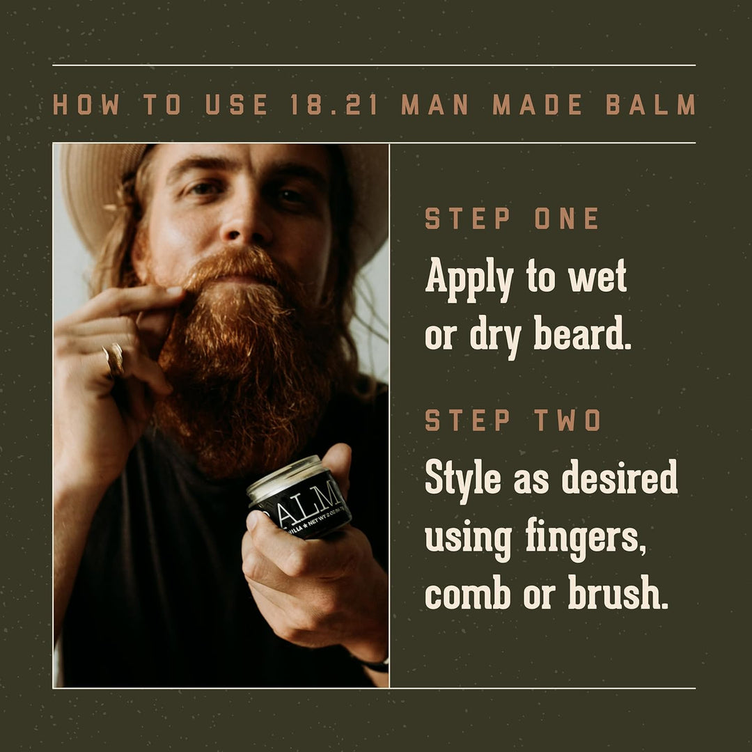 18.21 Man Made Beard Balm - Spiced Vanilla for Men 2 oz Balm