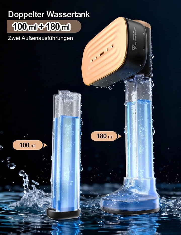Sundu Dampfglätter, Steamer mit 2 Wassertanks (180 ml und 100 ml), 15S Schnelles Aufheizen, 24 g/min