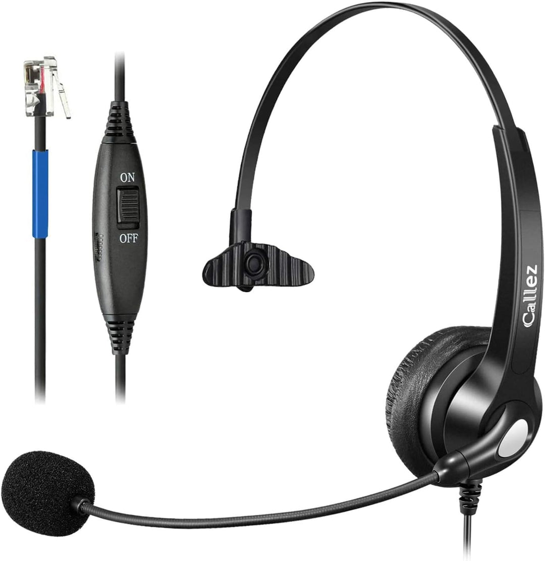 Callez RJ9 Telefon Headset mit Mikrofon Noise Cancelling, Festnetztelefon Kopfhörer Mono für Cisco 8