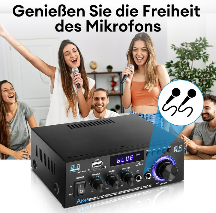 Hifi Verstärker - KKMOL Stereo Verstärker, AK45 Mini Bluetooth Radio Audio Verstärker Receiver, Wiim