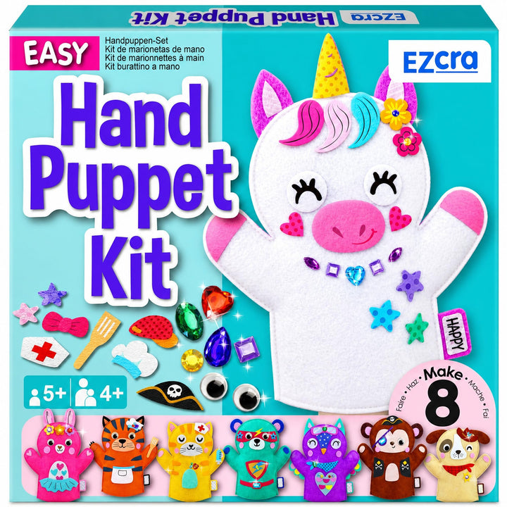 Einhorn Hand-Puppen Set für Kinder 5-8 Jahre - DIY Bastelkit - 8 Projekte - Kreatives Rollenspiel