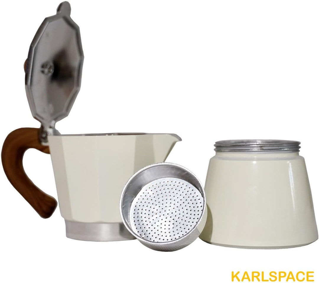 Karlspace Premium-Espressokocher Kaffee Aluminium für 6 Tassen - in verschiedenen Farben - Herdplatt