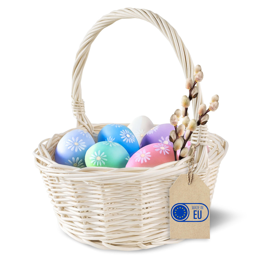 Creative Home Kleiner Weidenkorb mit Henkel Weiss | Klein 22 x 22 x 26 cm (+/- 2 cm) | Handgeflochte