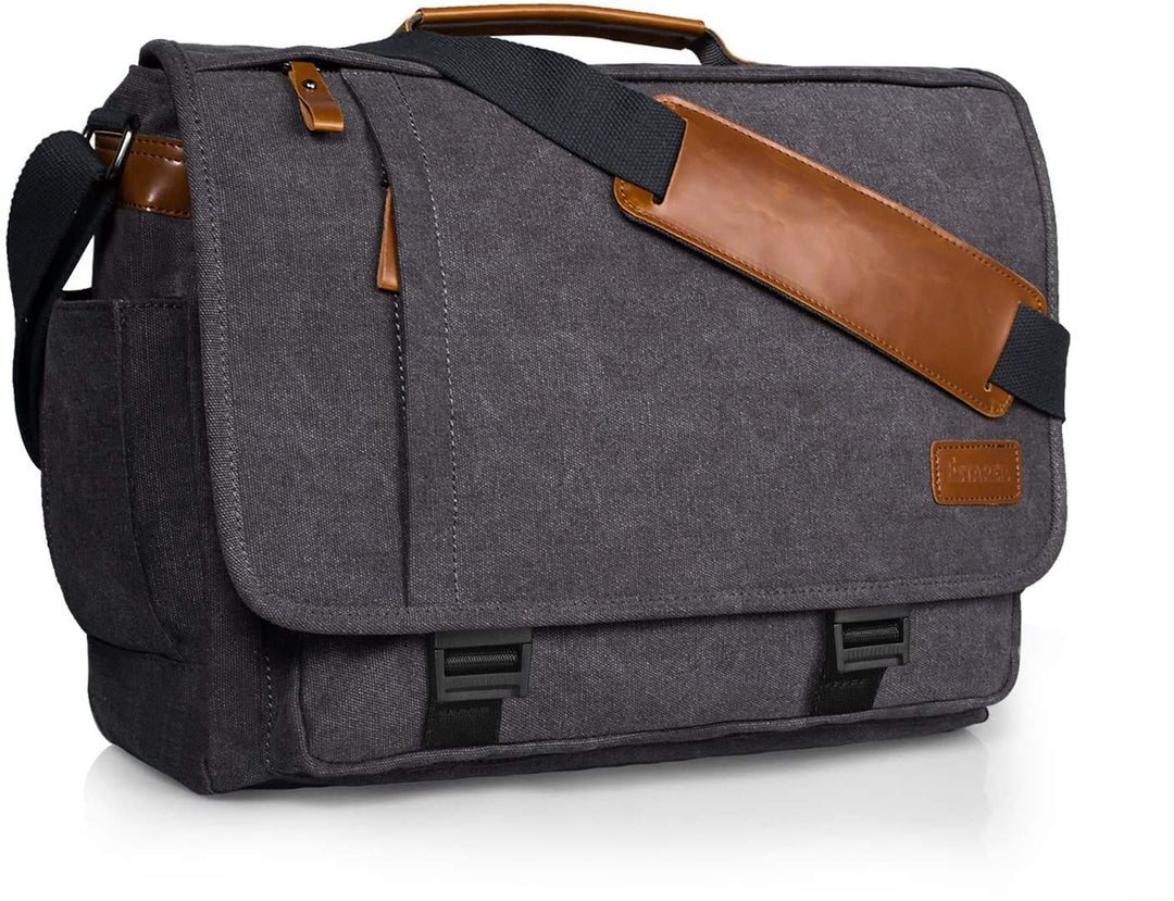 Estarer Umhängetasche 15,6 Zoll Laptoptasche aus Canvas für Schule/Reisen/Business 15-15.6 Zoll (Sch