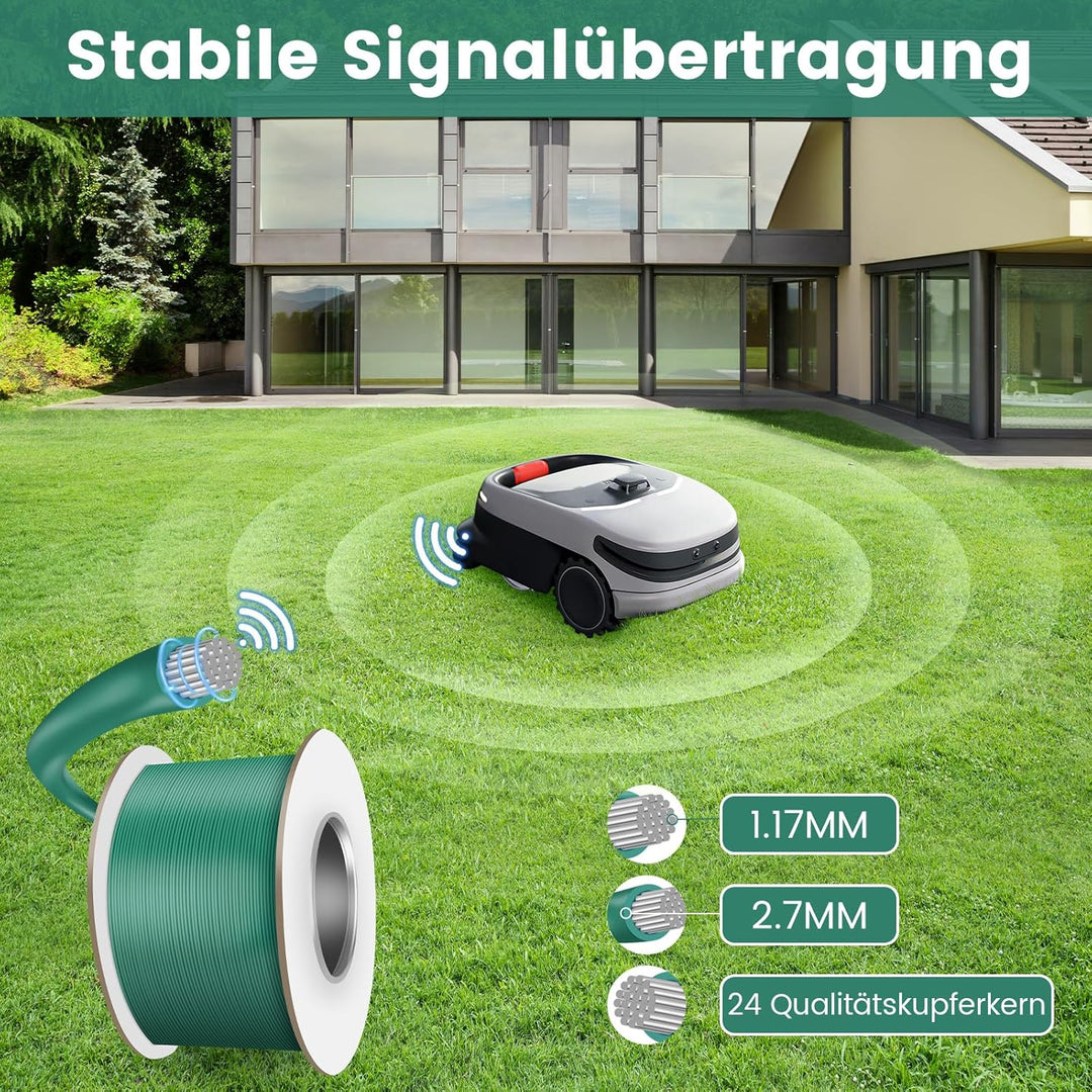 150M Begrenzungskabel Mähroboter – 200 Erdnägel, 20 Mähroboter Kabelverbinder & 10 Anschlussklemmen