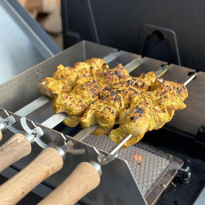 Grillrost.com Edelstahl Grillspiess | BBQ-Spiess | Churrasco | Drehspiess (50 cm) Grillspiess Set, G