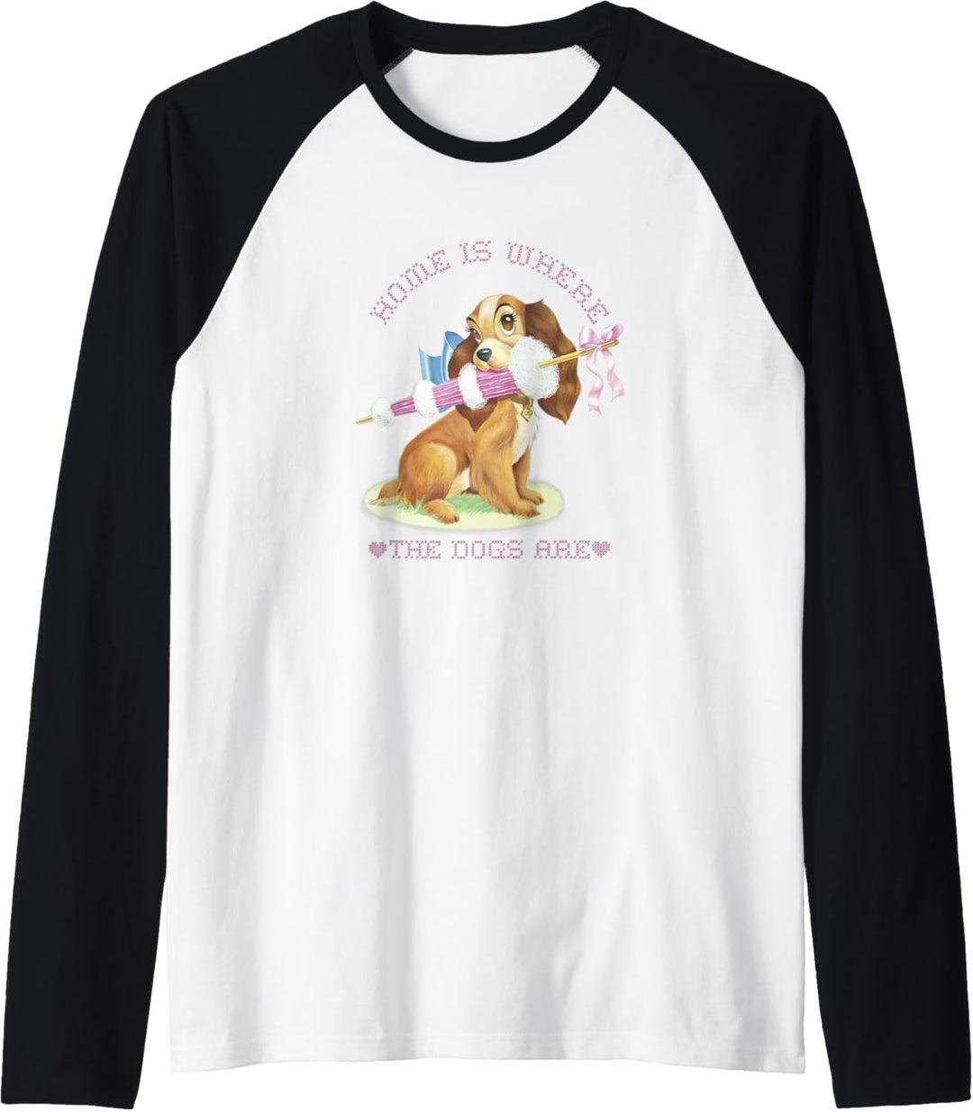Disney Lady & The Tramp Home Is Where The Dogs Are Stitched Raglan