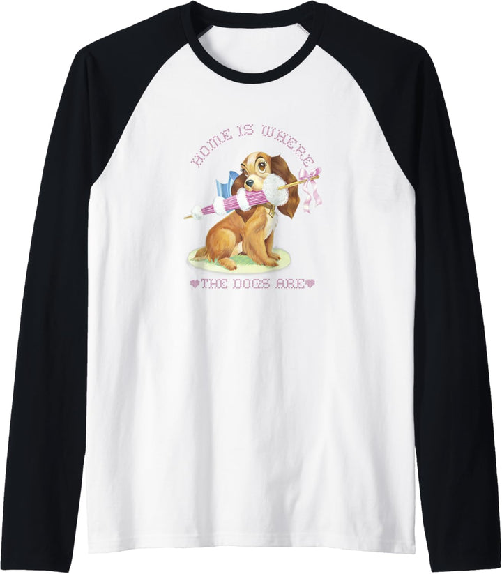 Disney Lady & The Tramp Home Is Where The Dogs Are Stitched Raglan