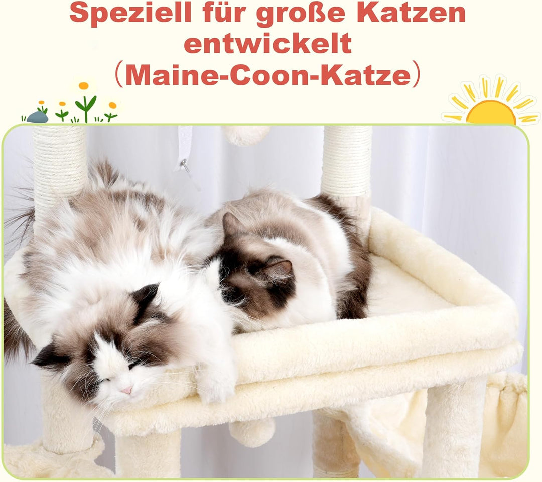 Hey-brother Kratzbaum, Katzenbaum für Grosskatze und Maine-Coon-Katzen, mehrstöckiger Stabil Katzenk
