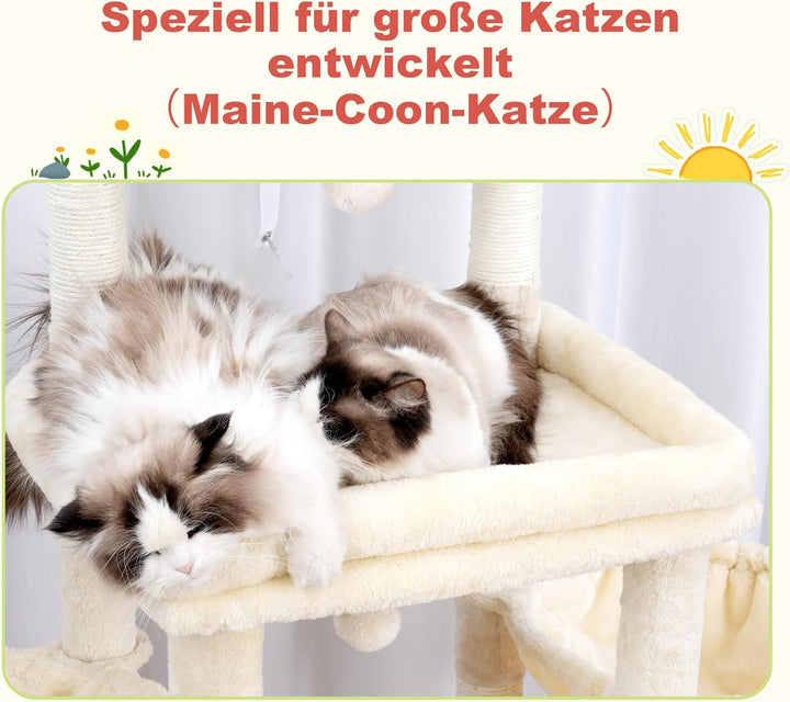 Hey-brother Kratzbaum, Katzenbaum für Grosskatze und Maine-Coon-Katzen, mehrstöckiger Stabil Katzenk