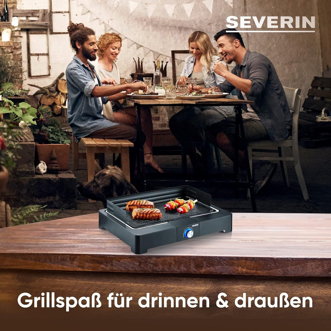 SEVERIN Tischgrill mit Aluminium-Grillplatte für drinnen und draussen, Elektrogrill mit schnellem Gr