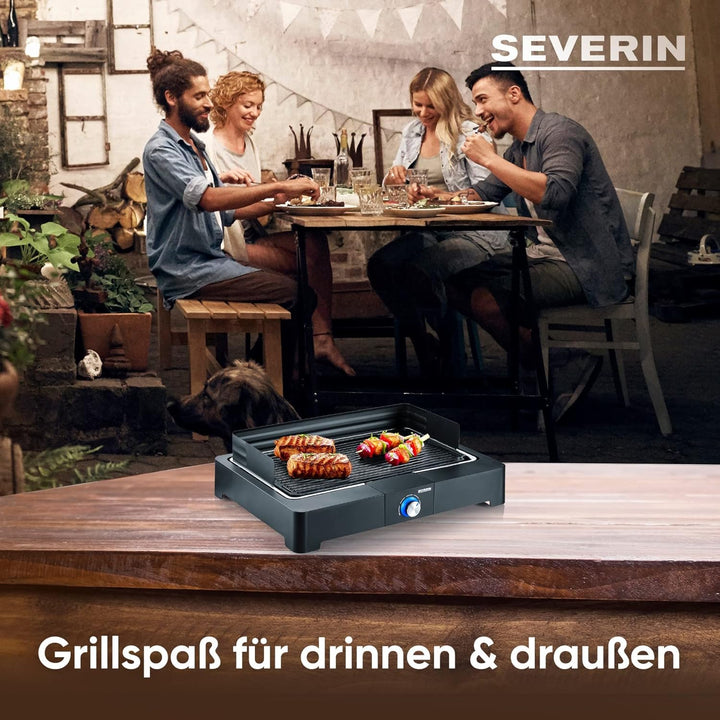 SEVERIN Tischgrill mit Aluminium-Grillplatte für drinnen und draussen, Elektrogrill mit schnellem Gr
