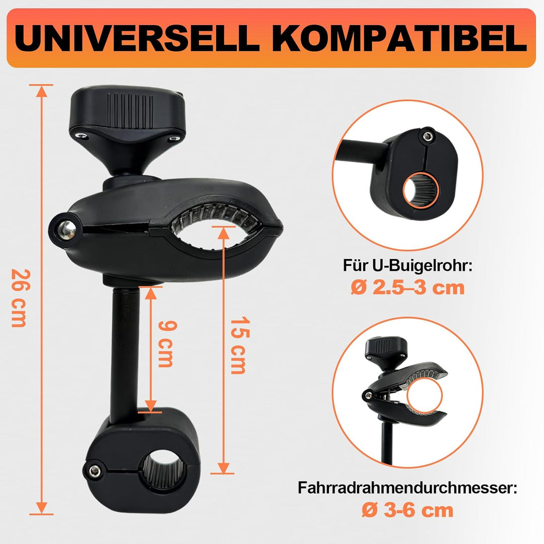 TEOV Rahmenhalter für Fahrradträge 26CM, Abschliessbare Rahmenhalterung, für U-Förmiger Rahmen Ø 2,5