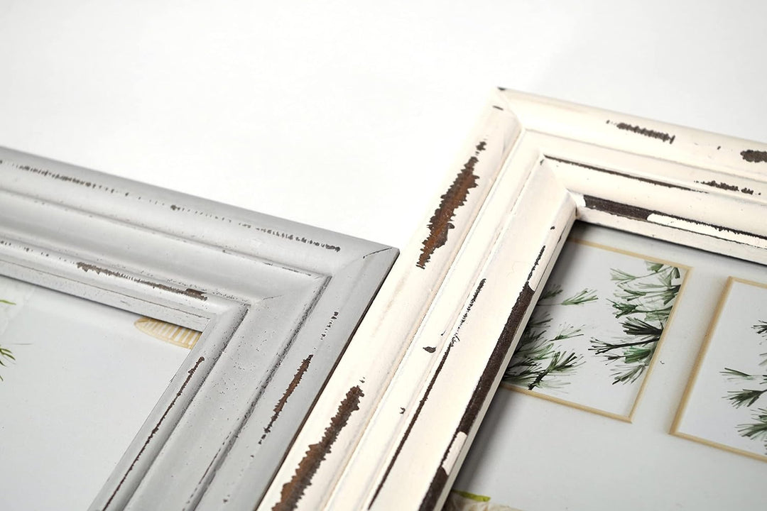 Kobolo Bilderrahmen-Collage - Holz - Nostalgie - grau Creme - für 7 Bilder braun, braun