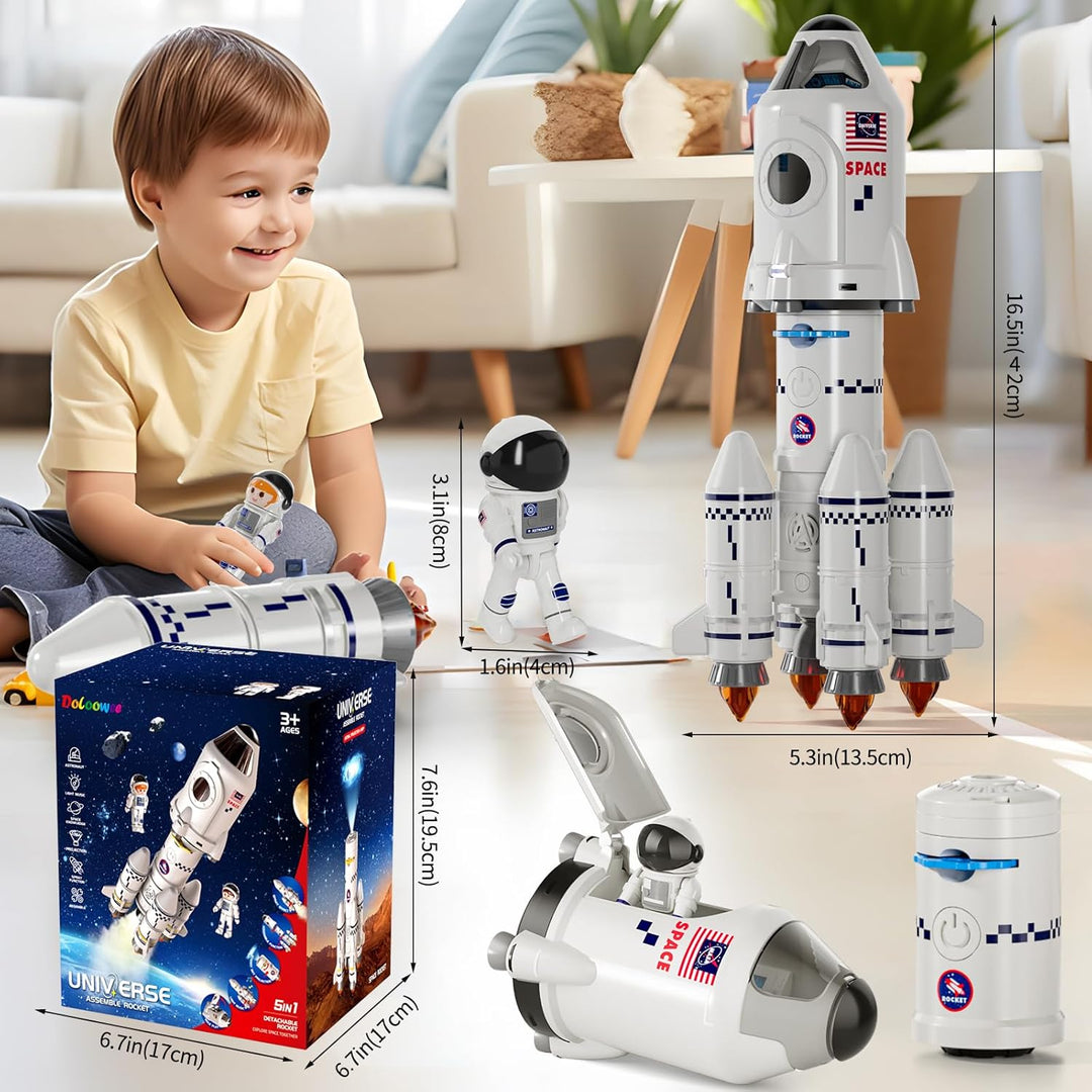Doloowee Space Shuttle Rakete Spielzeug für Kinder,Wissenschaftliches Puzzlespiel mit Projektion,Wel