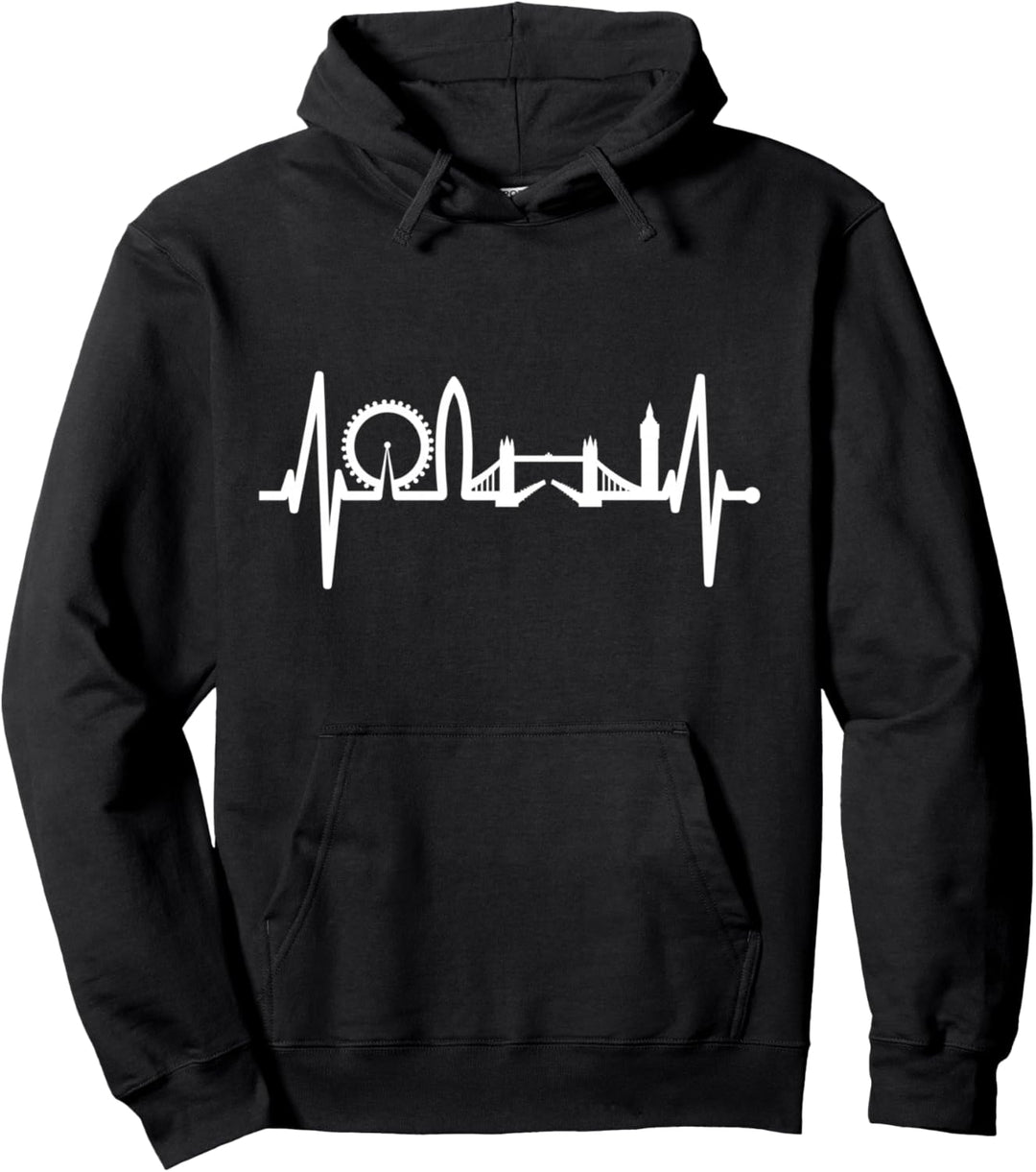 London Skyline Herzschlag England UK Fans Herz Liebe London Pullover Hoodie