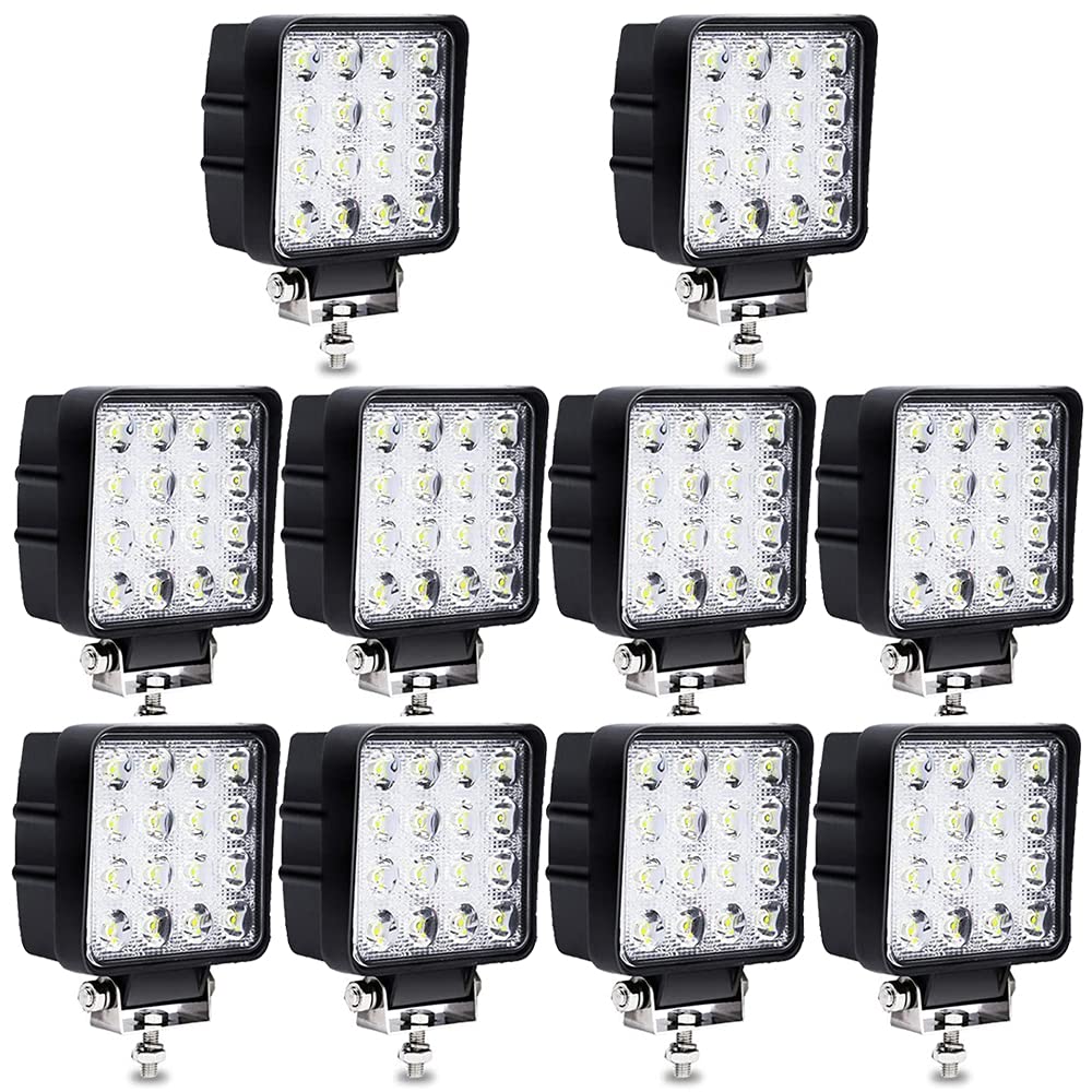 Greenmigo 10 Stück Wasserfest 67IP LED 48W Scheinwerfer Spot Arbeitsscheinwerfer Arbeitsleuchte Nebe
